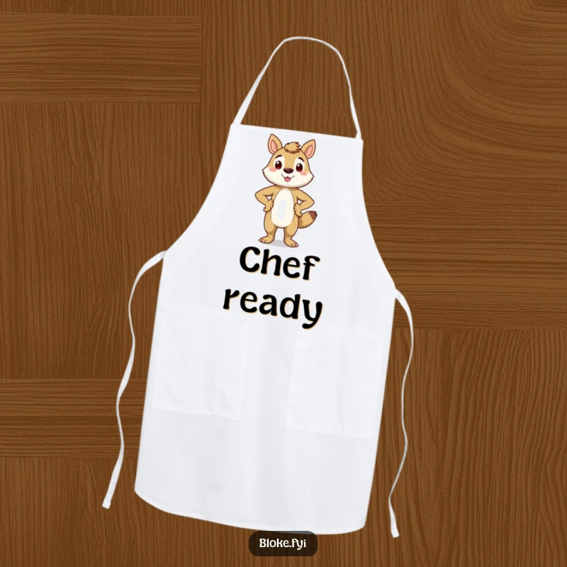 Funny apron showcasing a smiling animal character standing proudly with hands on its hips, perfect for a confident cook or baker.