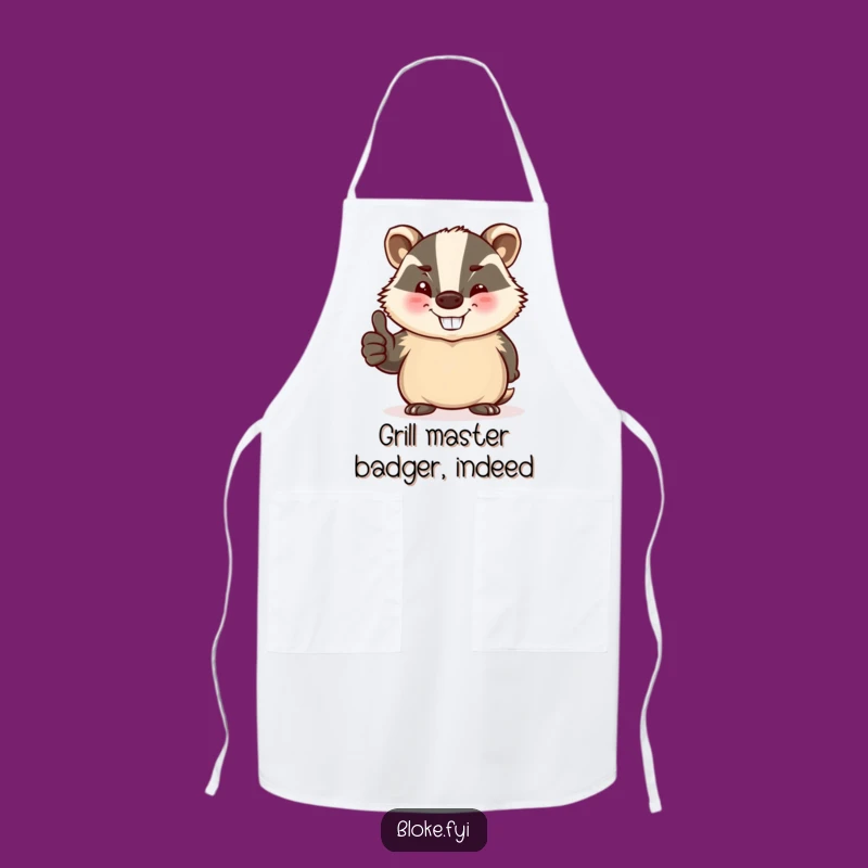 Funny Badger Apron: Jovial Winking Badger Thumbs Up Kitchen Fun