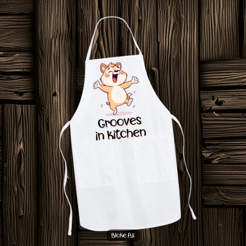 Funny Bloke Animal Apron: Chef's apron featuring a comical character mid-dance, adding a hilarious touch to cooking and baking duties.