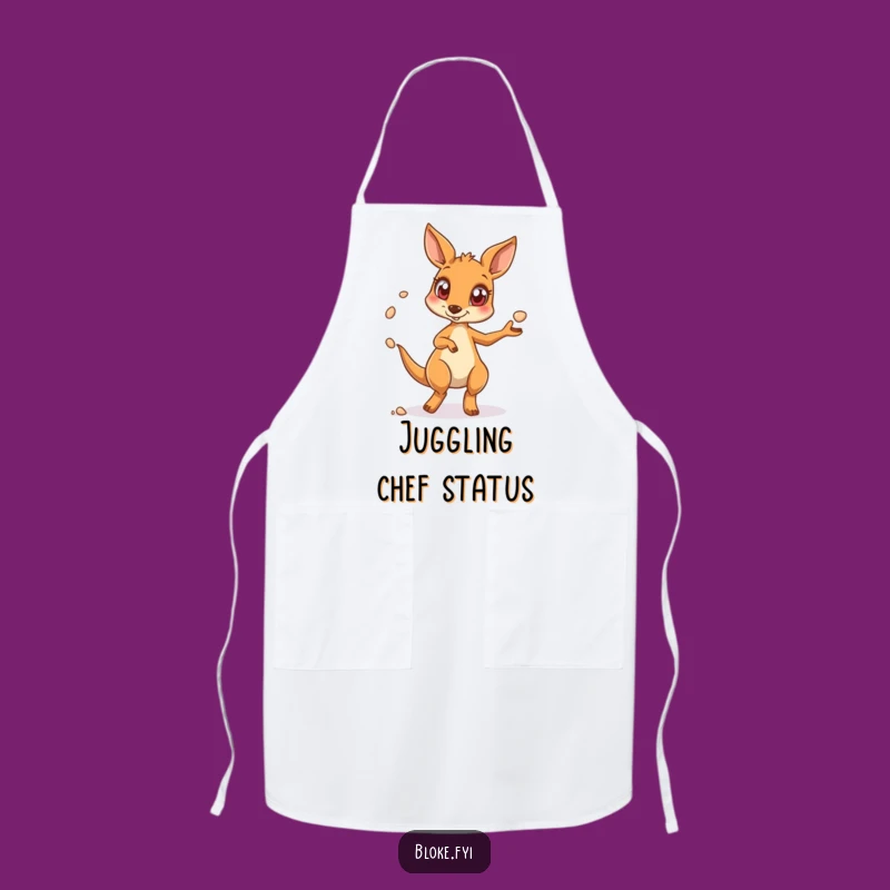Funny Kangaroo Apron, Juggling Chef Design, Hilarious Kitchen Companion Gift
