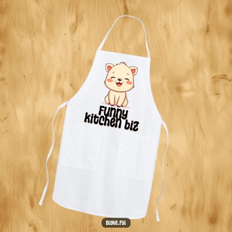 Funny kitchen apron with a friendly, slightly rough animal drawing laughing heartily, perfect for cooks who enjoy humor and unique designs.