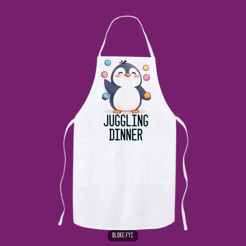 Funny Penguin Juggling Apron: Happy Chef, Pudgy Skill, Kitchen Gift!