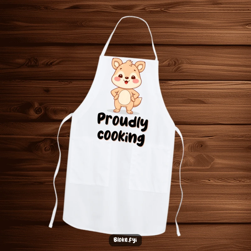 Funny Apron: A smiling animal stands proudly with hands on hips, bringing a humorous and confident flair to your kitchen duties.