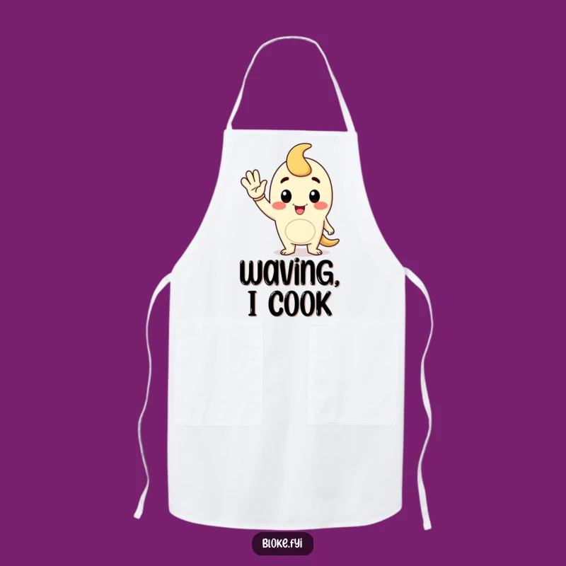 Funny Waving Fellow Apron, Kitchen Gift for Friendly Cooks