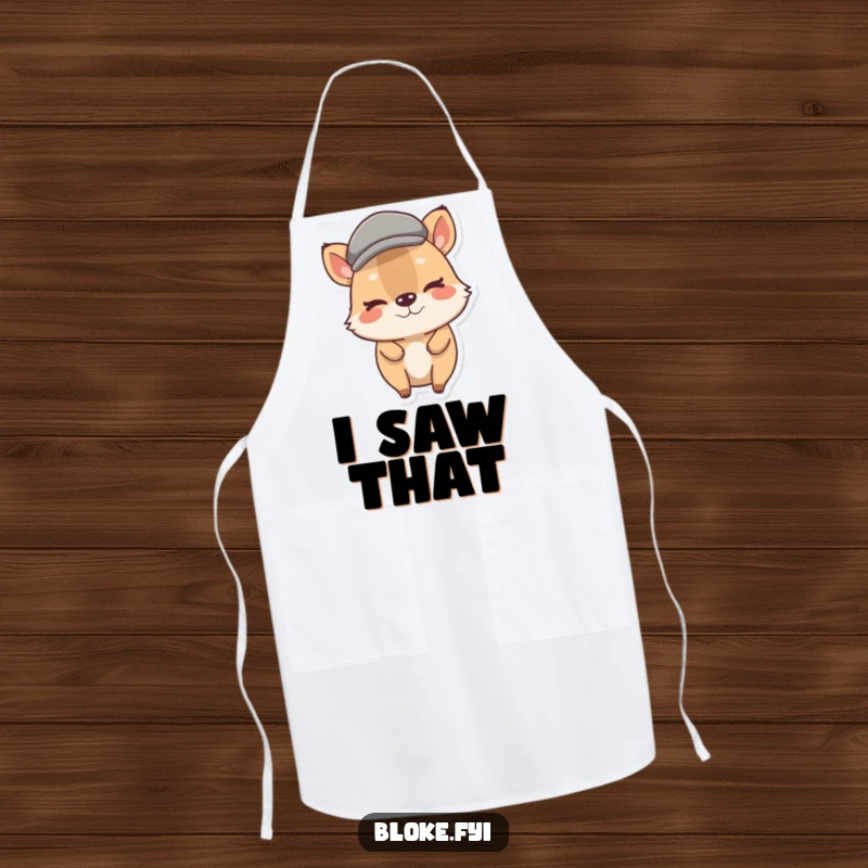 Funny Stout Animal Apron featuring a character in a flat cap giving a mischievous wink, perfect for kitchen humor.