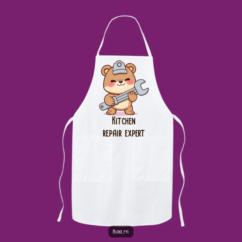 Funny Bear Apron - Workshop Wrench Offer, Mechanic Chef Gift