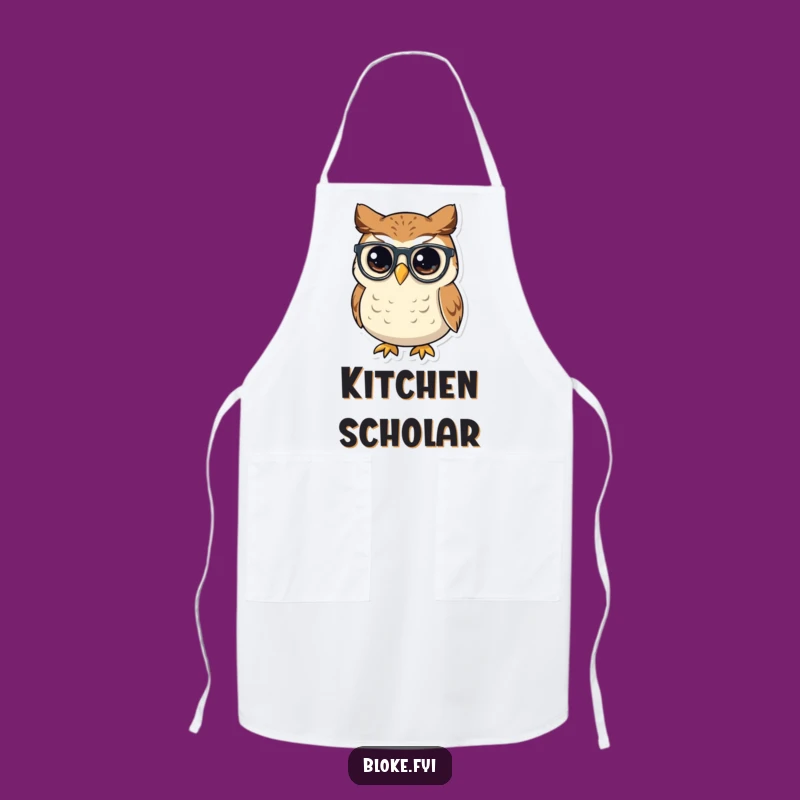 Funny Owl Spectacles Kitchen Apron, Wise Chef Accessory, Intellectual Cooking Fun