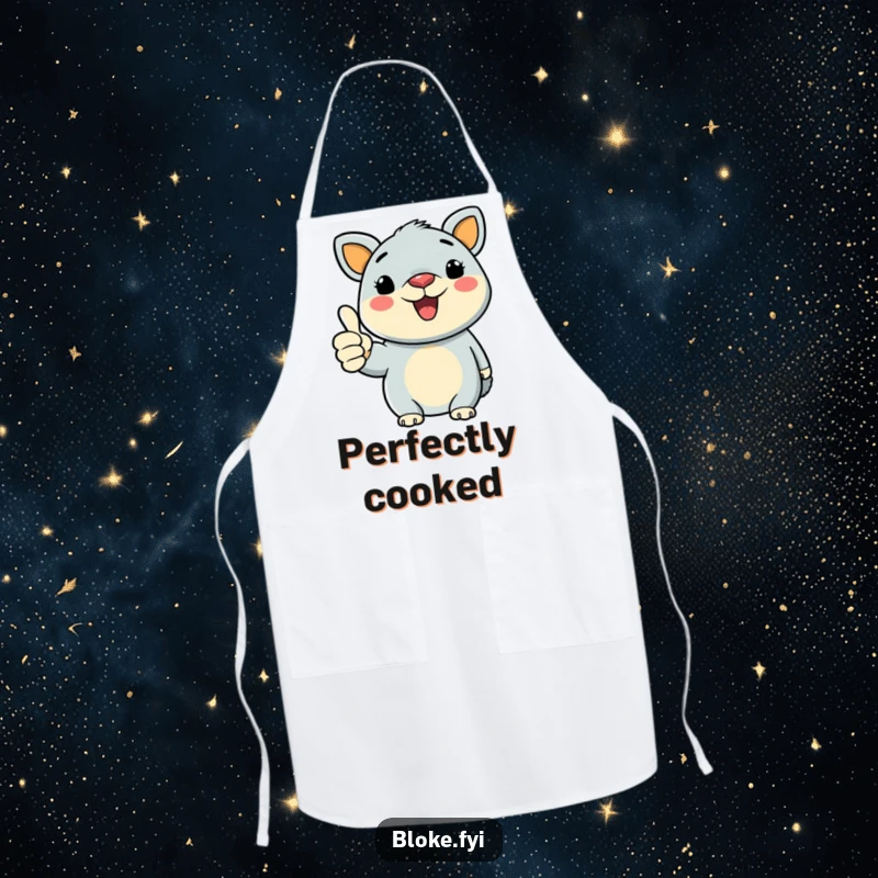 Funny Bold Animal Apron with distinct lines, giving a hearty thumbs-up, perfect for cheerful kitchen activities.