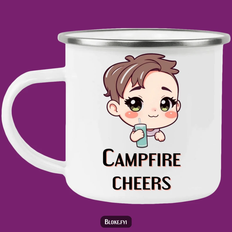 Funny Amiable Character Pint Camping Mug - Friendly Outdoor Beverage