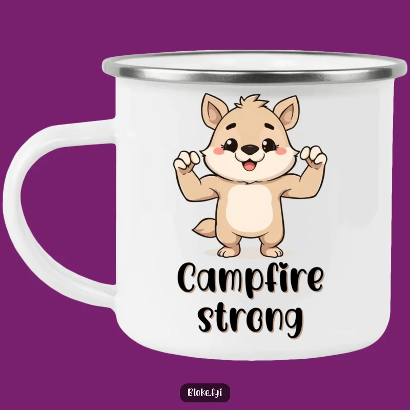 Funny Enamel Muscle Flex Animal Camping Mug: Adventure with Power