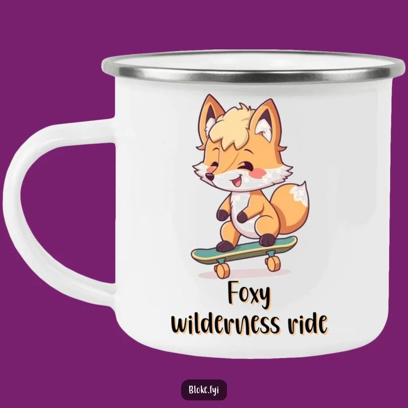 Funny Fox Skater Camping Mug: Cool Camp Companion, Tousled Style, Outdoor Gift!