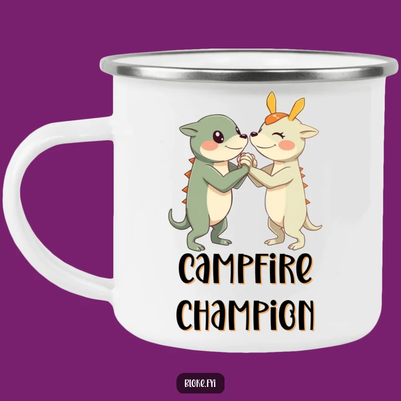 Funny Arm Wrestle Creature Camping Mug: Adventure Challenge!
