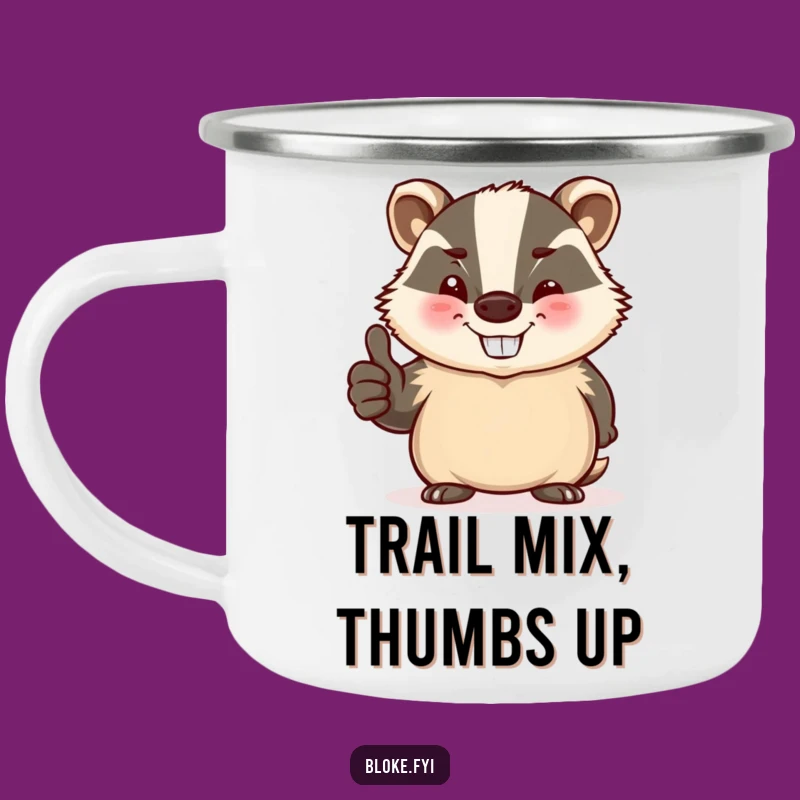 Funny Badger Camping Mug: Rustic Jovial Winking Badger Thumbs Up