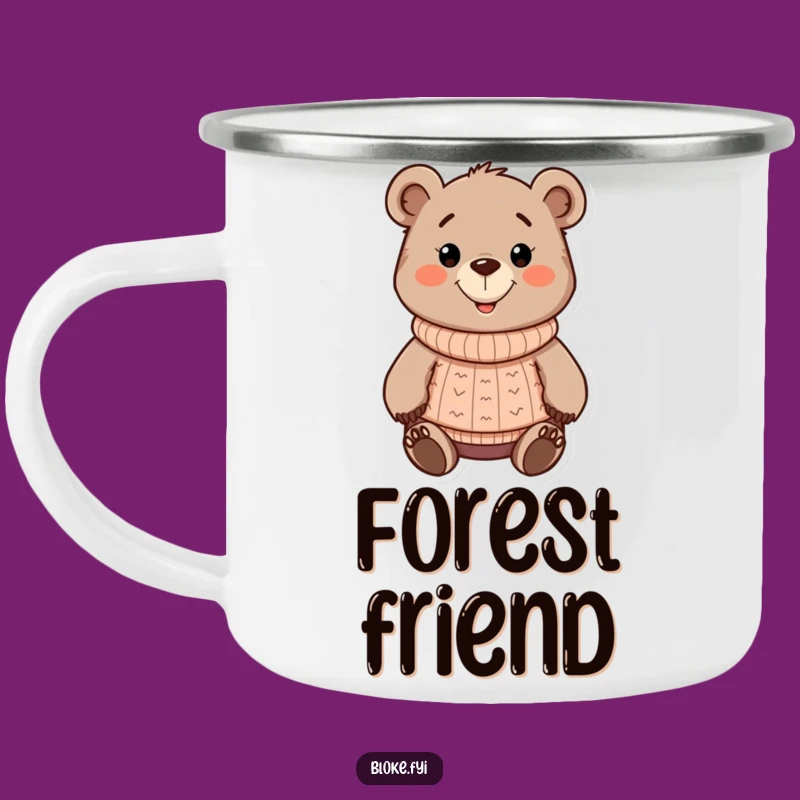 Funny Bear Camping Mug: Chunky Cartoon Enamel Funny Gift for Outdoors