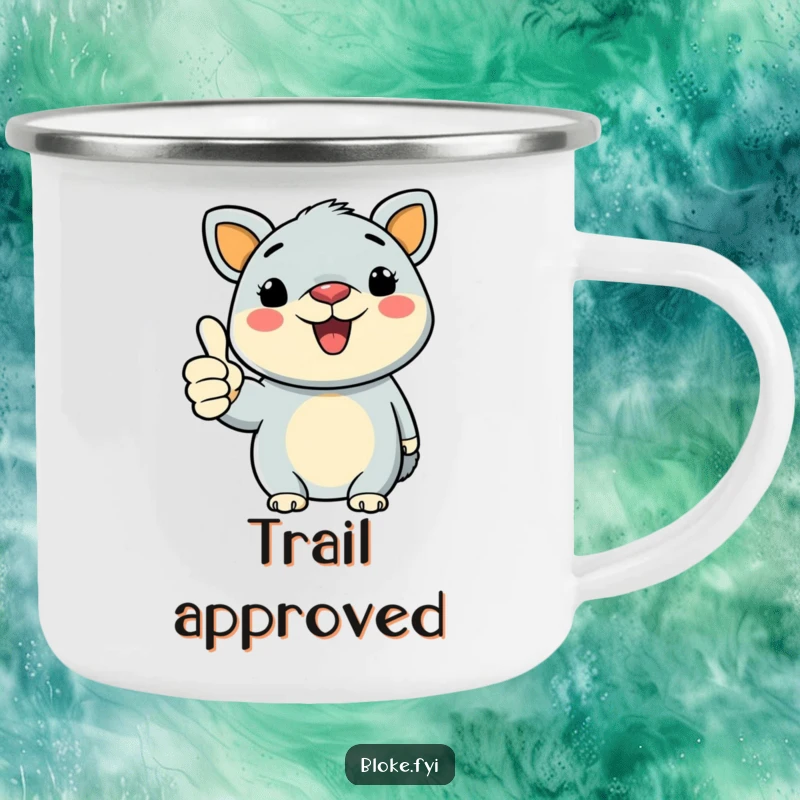 Funny Bold Animal Camping Mug with distinct lines, giving a hearty thumbs-up, perfect for outdoor adventures and approval.