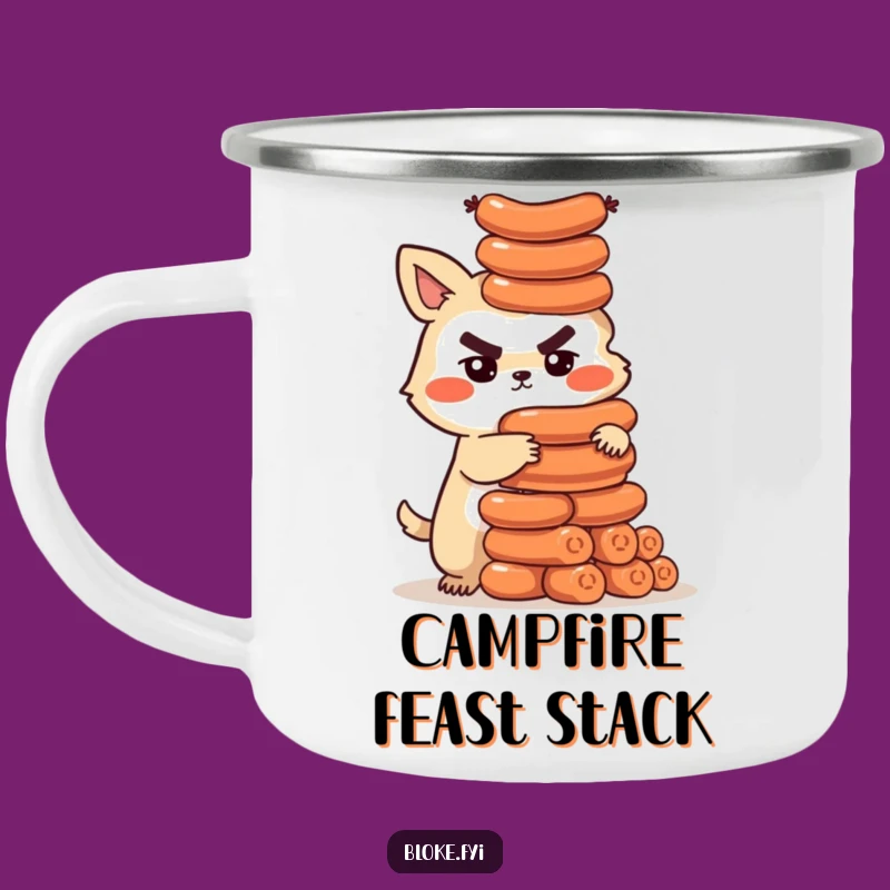 Funny Sausage Tower Bloke Animal Camping Mug - Campfire Feast