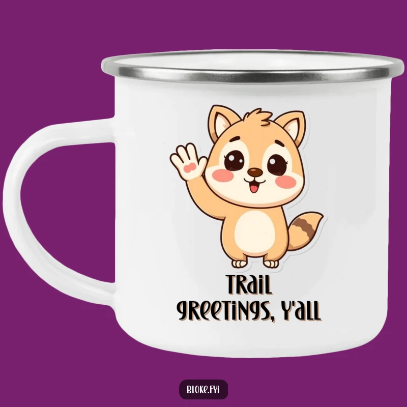 Funny Waving Animal Camping Mug: Enthusiastic Greetings for Humorous Outdoor Adventures