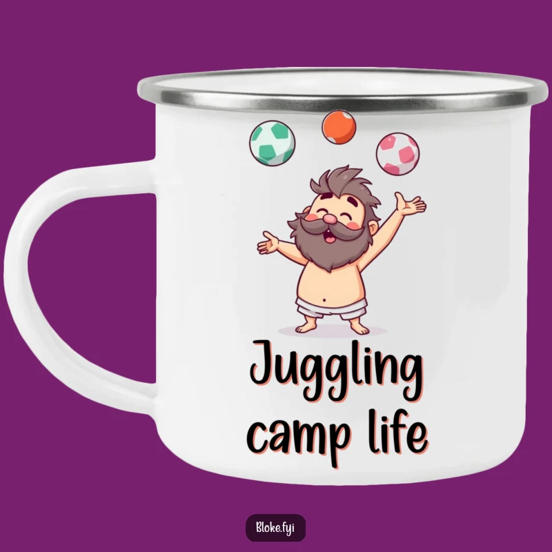 Funny Hairy Juggler Camping Mug - Adventure Bloke's Trailside Humor