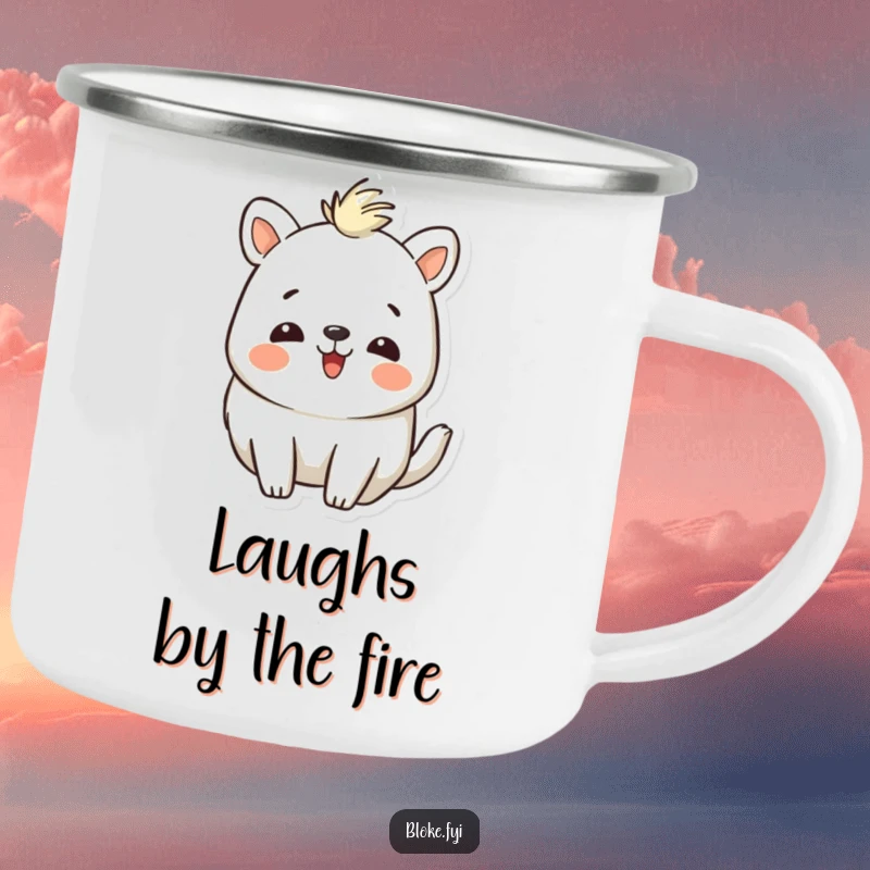 Funny Camping Mug: A charmingly imperfect animal shares a hearty laugh, ready for outdoor adventures and humorous moments.