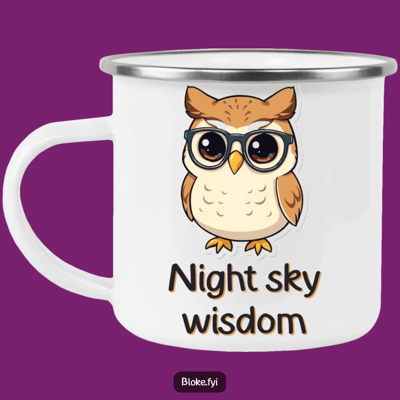 Durable Funny Owl Spectacles Camping Mug, Wise Explorer's Drinkware, Intellectual Adventure Gift