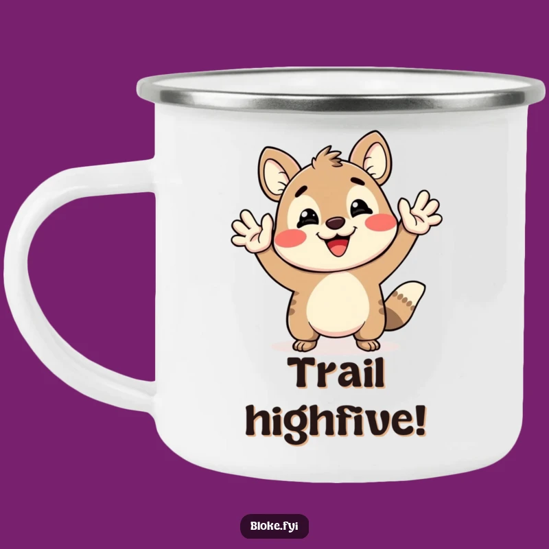 Funny High-Five Camping Mug - Enthusiastic Funny Gift for Outdoor Fun