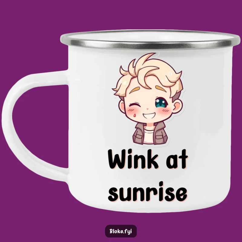 Funny Winking Guy Camping Mug, Outdoor Gift for Playful Adventures