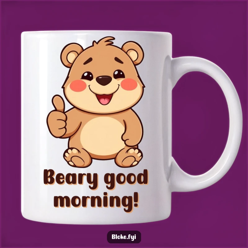 Funny Thumbs Up Bear Mug: Cheerful Stout Character, Perfect Goofy Gift!