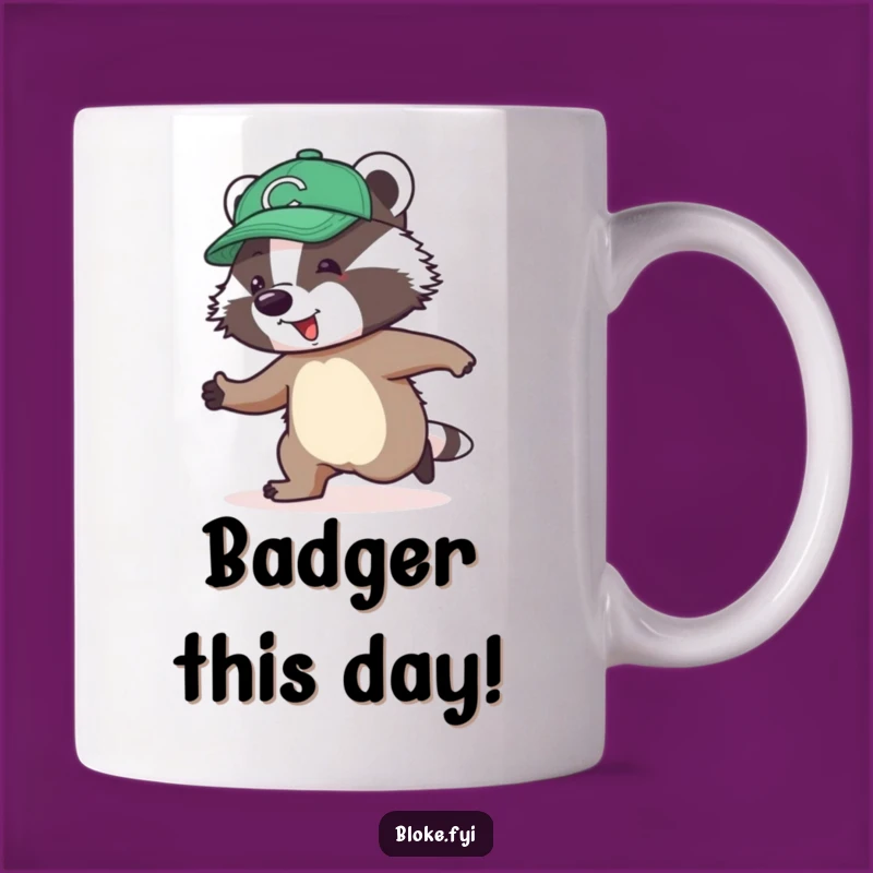 Funny Badger Skipping Mug: Jolly Character, Awkward Fun, Hilarious Gift!