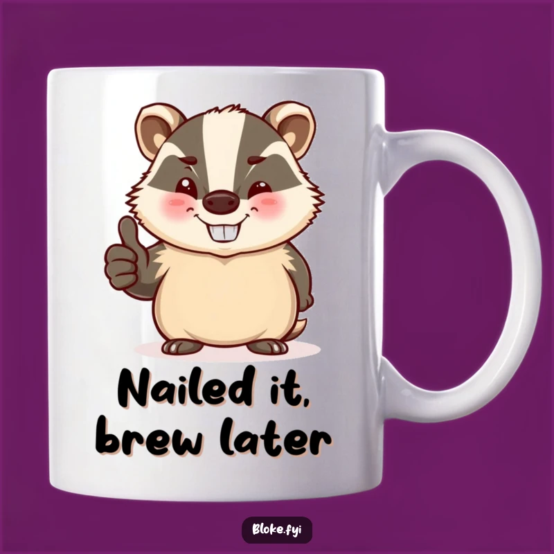 Funny Badger Thumbs Up Mug: A Jovial, Stout Badger Wink Gift for Him