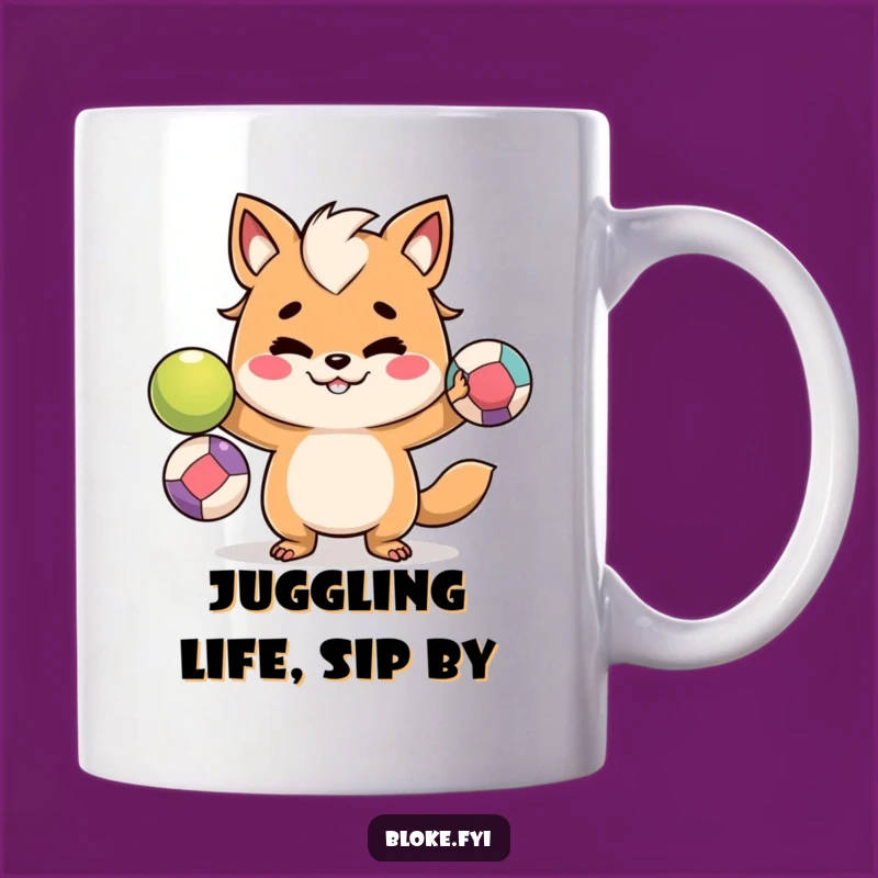 Funny Bloke Animal Juggler Mug - Mischievous Grin & Ball Balance Gift