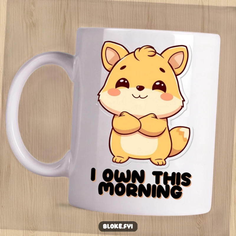 Funny Mug featuring a smiling animal with arms crossed, looking ahead with ultimate confidence and a no-nonsense attitude.