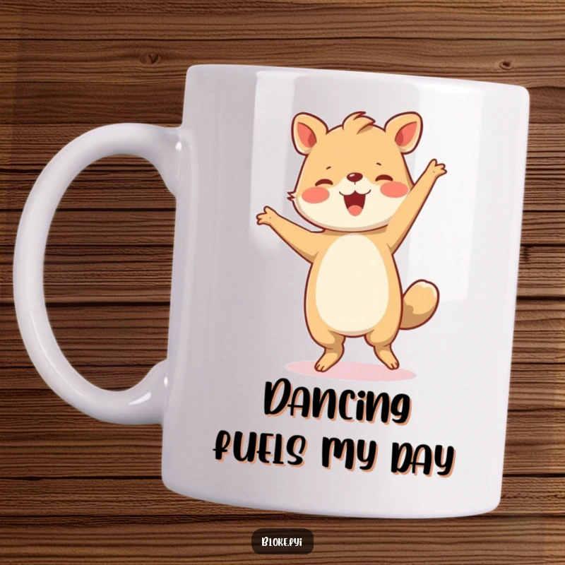Funny Mug: A sturdy animal performs a hilariously clumsy yet joyful dance, radiating pure, unadulterated fun.