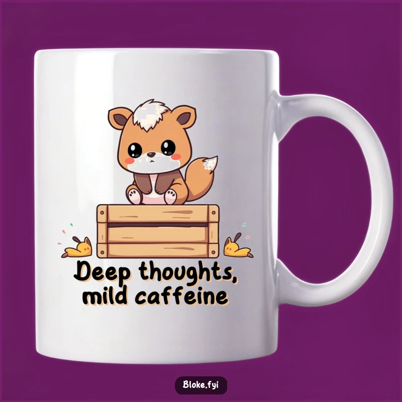 Funny Thoughtful Animal Mug - A Stylized Creature Contemplating Life on a Crate, Perfect Gift
