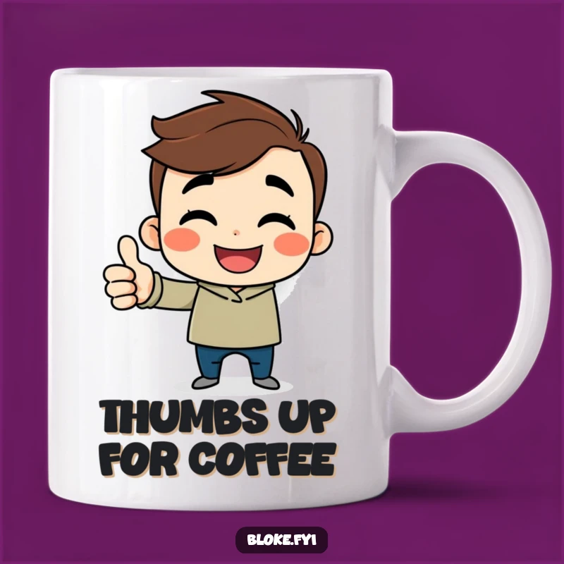 Funny Thumbs Up Guy Mug: Cheerful Cartoon Character Gift