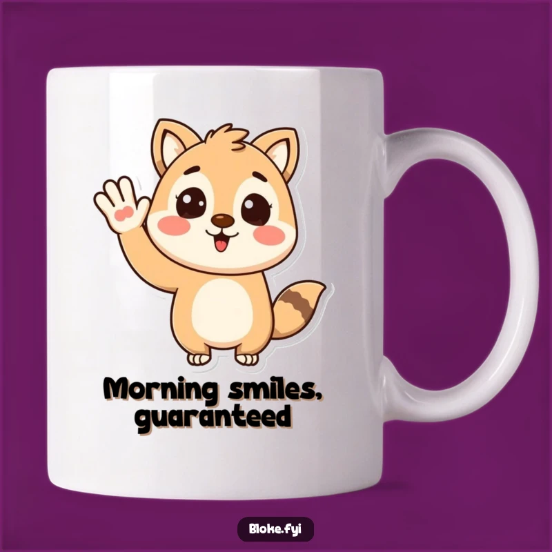 Funny Waving Animal Mug: Enthusiastic Greeting Design, Perfect Humorous Gift for Friends