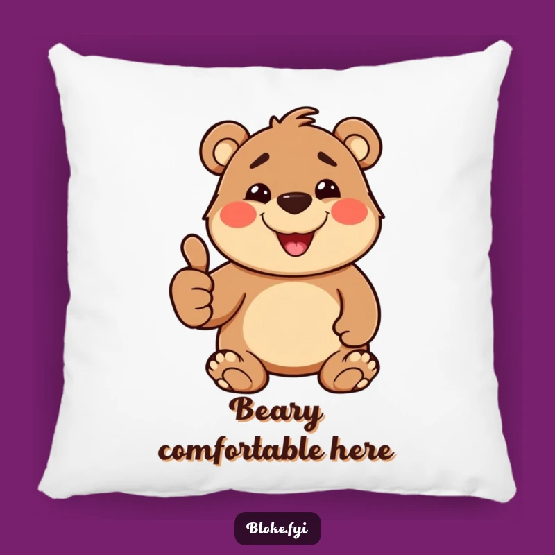 Funny Thumbs Up Bear Pillow: Cozy & Cheerful, Perfect Goofy Accent Gift!