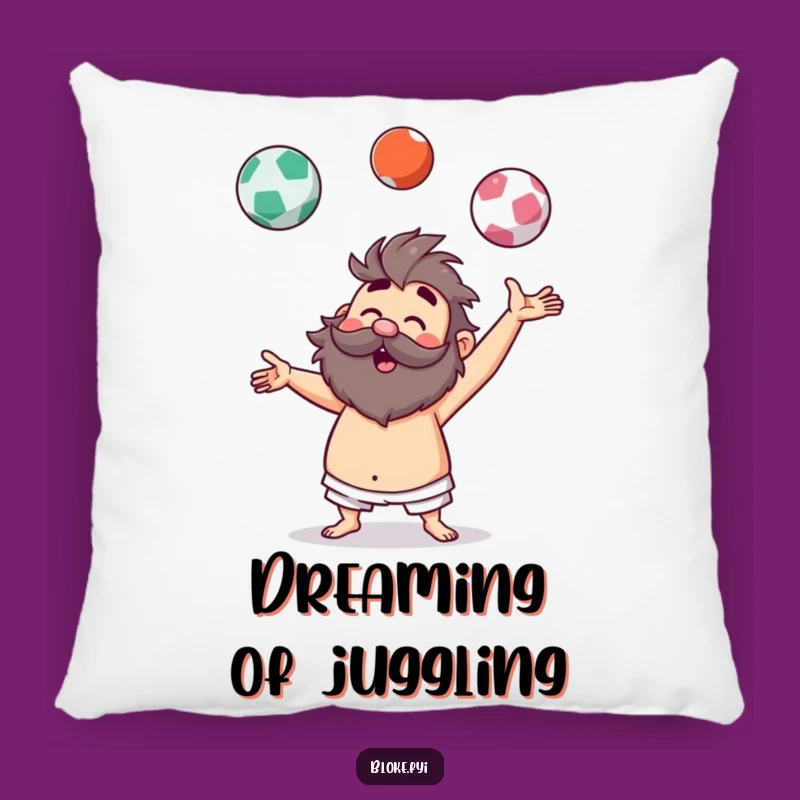 Funny Hairy Juggler Pillow - Cozy Bloke's Comedic Balancing Act Comfort