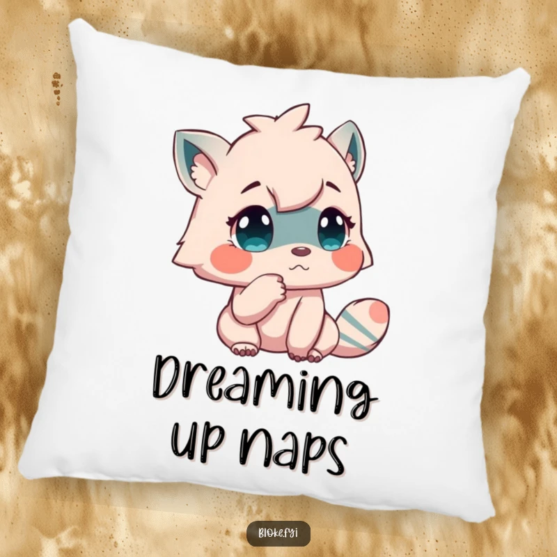 Funny pillow with a creature tapping its chin thoughtfully, offering comfort and a humorous touch as a gift.