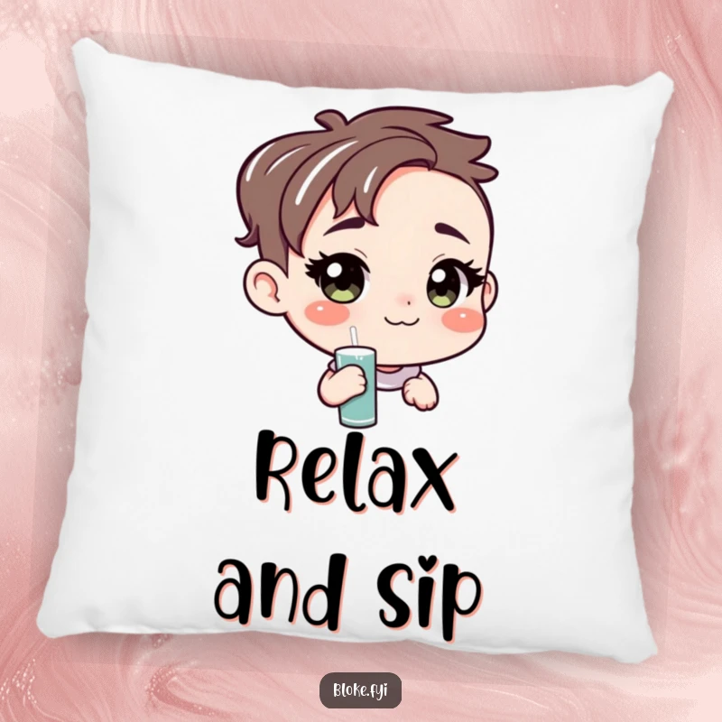 Funny decorative pillow showing a character with a welcoming, amiable face offering a pint, perfect for adding a cozy, friendly touch.