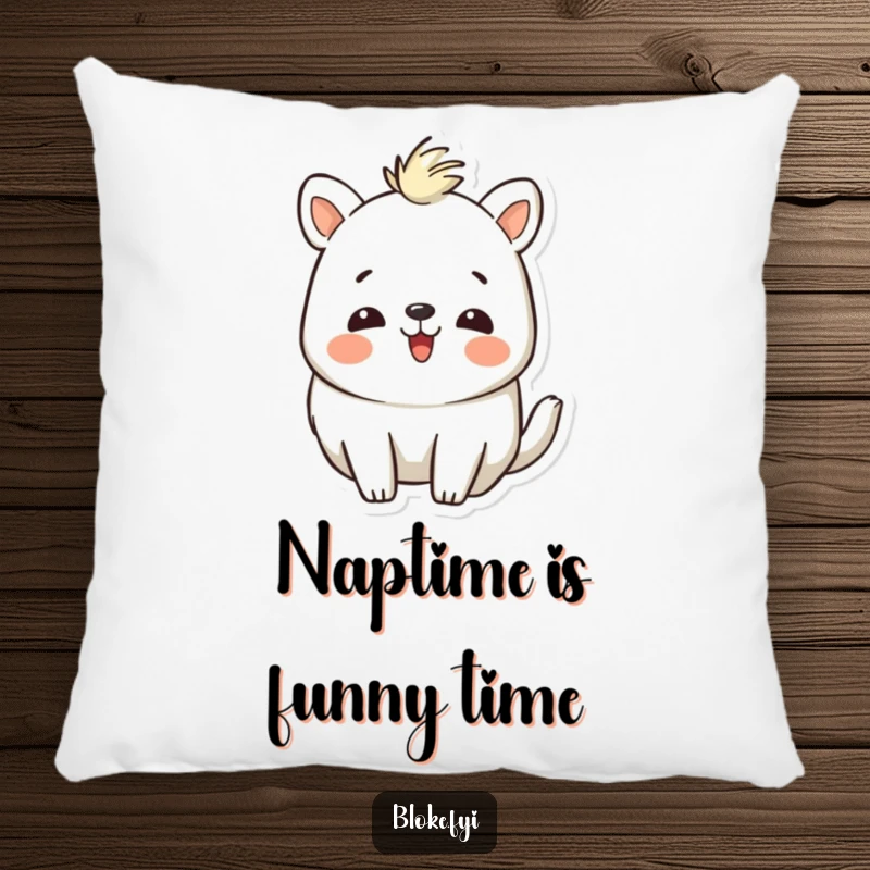 Funny Pillow: A lovable animal with a slightly unpolished charm shares a hearty laugh, bringing comfort and humorous joy.