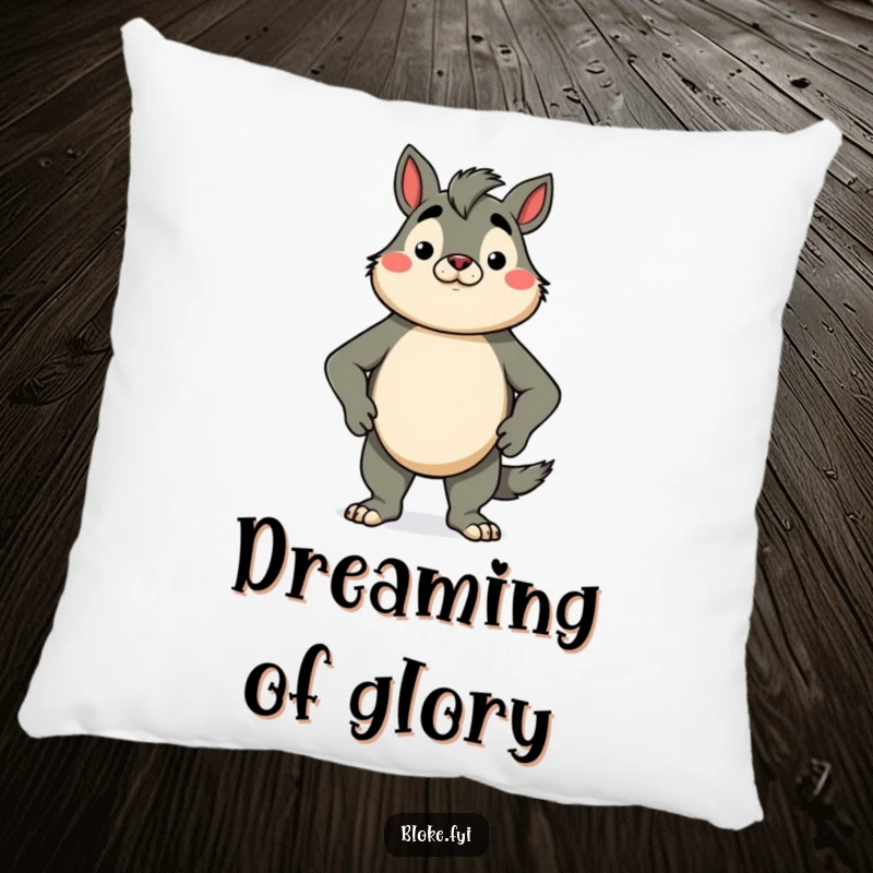 Funny pillow with a proud bloke animal character standing tall with chest puffed out, a symbol of confidence and comfort.