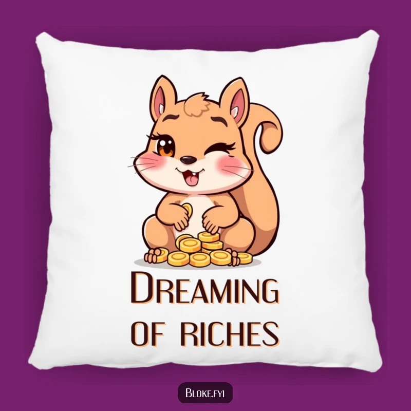 Funny Squirrel Pillow: Cozy Up with Mischief and Coins! A Perfect Funny Gift Pillow.