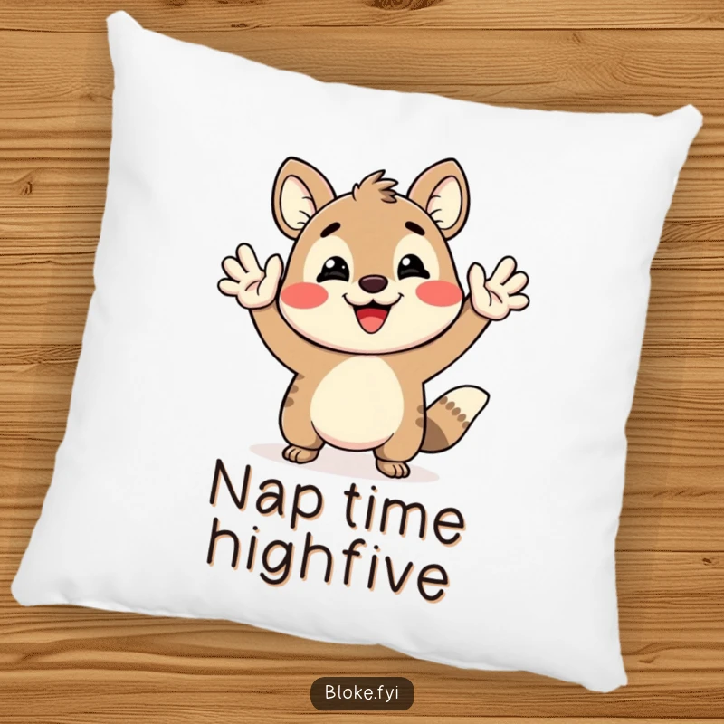 Funny Pillow featuring a happy animal giving an exaggerated high-five, adding a touch of cheer to any seating.