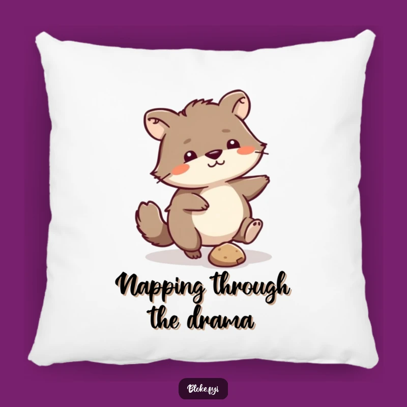 Funny Scruffy Animal Pebble Kicker Pillow: Cozy Up with a Dash of Sass