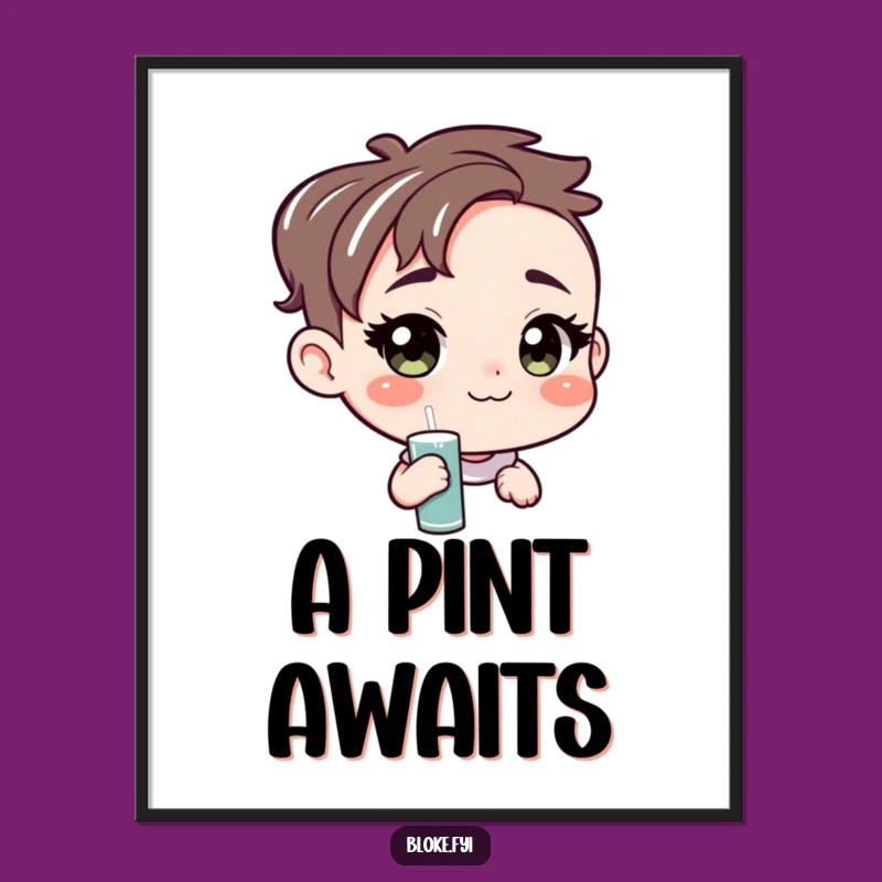 Funny Amiable Character Pint Digital Art - Unpretentious Friendly Print