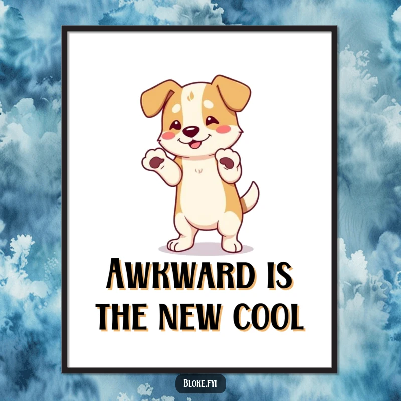 Funny Dog Digital Art: An adorable dog with huge paws executes a hilarious, awkward dance, capturing a moment of pure mirth.