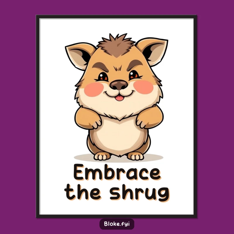 Funny Gruff Animal Shrug Digital Print: Instant Relatable Decor