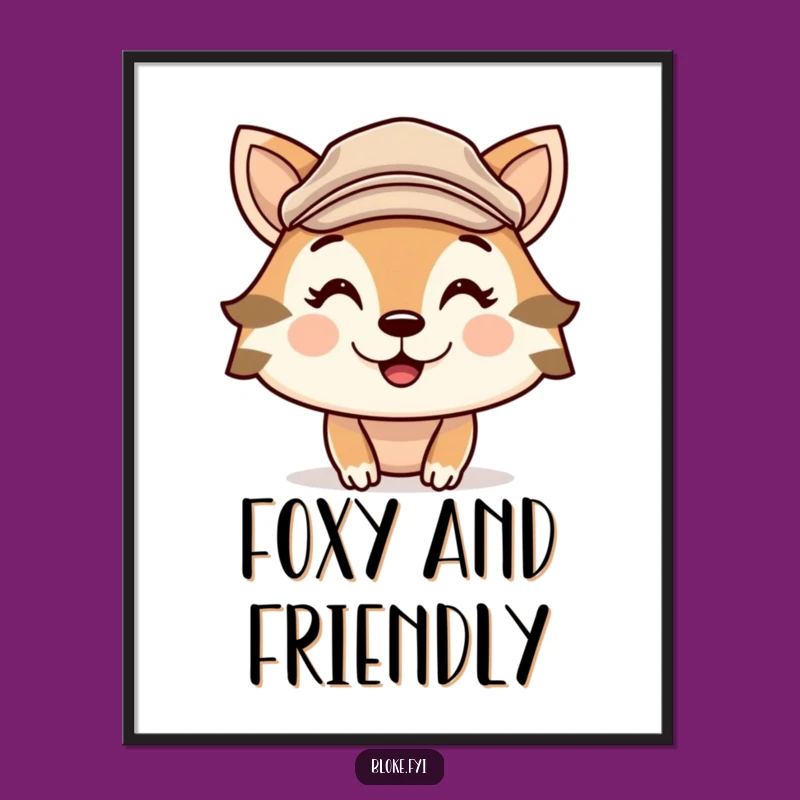 Funny Flat Cap Animal Digital Art: Cheeky Grin Print, Perfect Humorous Gift for Walls