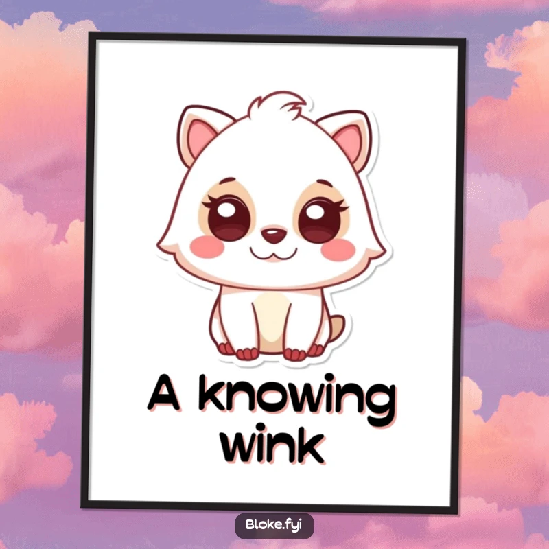 Funny digital art print of a cute animal character giving a knowing, humorous glance, perfect for adding intrigue to any space.