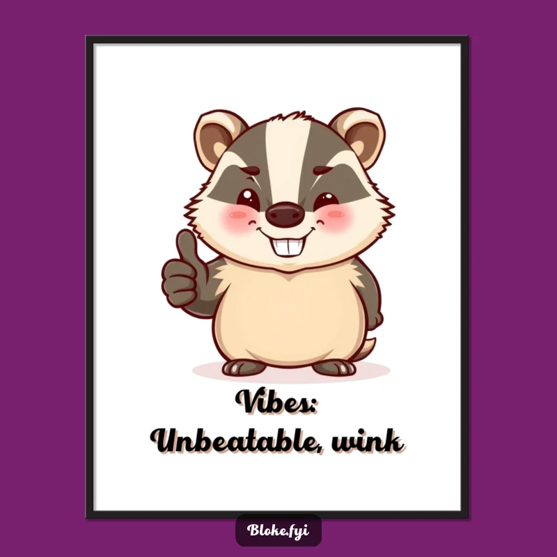 Funny Badger Digital Art: Jovial Winking Badger Thumbs Up Download